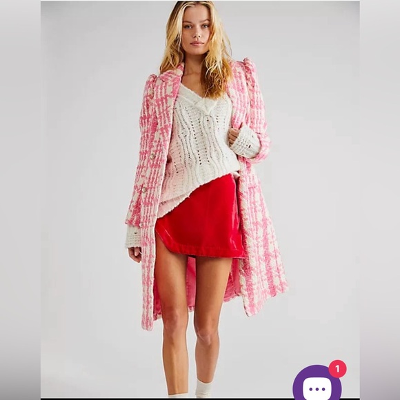 NWT Free People Annalise VelvetSkirt in Pink Phenom - Picture 2 of 5